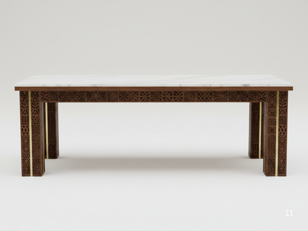 Walnut dining table custom Hyderabad Kokapet