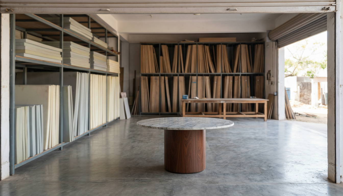 Marble top round dining table Hyderabad custom made